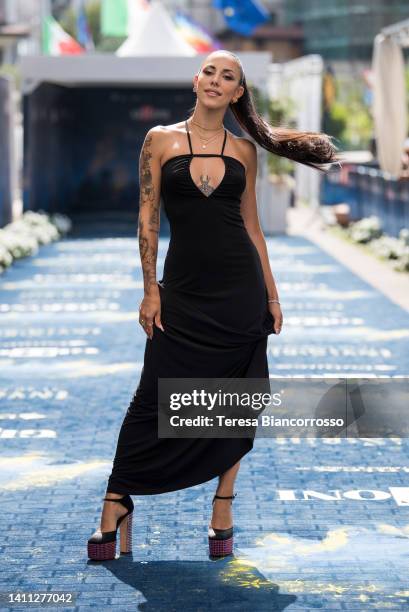 The rapper Roberta Lazzerini, aka Beba, attends the blue carpet at the Giffoni Film Festival 2022 on July 27, 2022 in Giffoni Valle Piana, Italy.