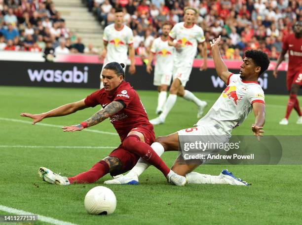 Darwin Nunez of Liverpool during the pre-season friendly match between FC Red Bull Salzburg and FC Liverpool at Red Bull Arena on July 27, 2022 in...