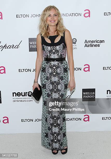 Actress Malin Ackerman arrives at the 20th Annual Elton John AIDS Foundation Academy Awards Viewing Party at Pacific Design Center on February 26,...