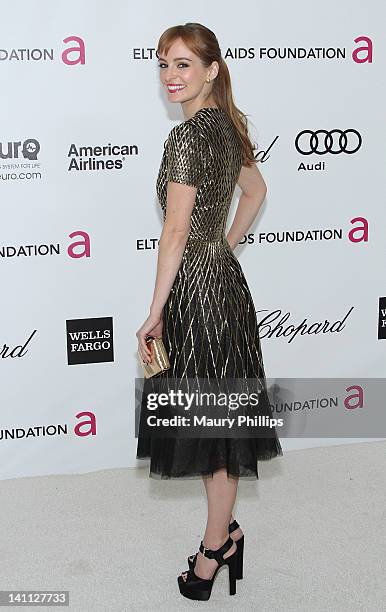Actress Ahan O'Relly arrives at the 20th Annual Elton John AIDS Foundation Academy Awards Viewing Party at Pacific Design Center on February 26, 2012...