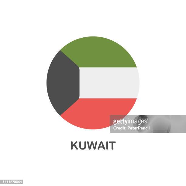 ilustrações, clipart, desenhos animados e ícones de bandeira simples do kuwait - vetor round flat icon - kuwaiti flag