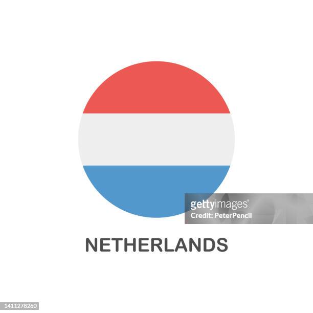 stockillustraties, clipart, cartoons en iconen met simple flag of netherlands - vector round flat icon - nederlandse vlag
