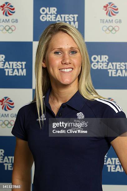 Jemma Lowe of Great Britain poses during day eight of the British Gas Swimming Championships at The London Aquatics Centre on March 10, 2012 in...
