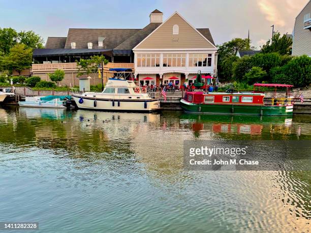 historic village of fairport on the erie canal (new york, usa) - waterfront dining stock pictures, royalty-free photos & images