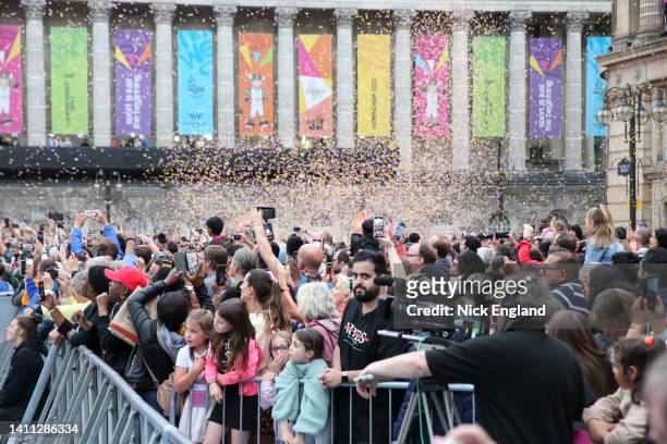 The crowd during the Birmingham 2022 Queen's Baton Relay on July 27 Birmingham, United Kingdom.