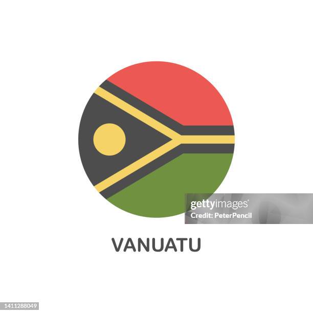 simple flag of vanuatu - vector round flat icon - vanuatu stock illustrations