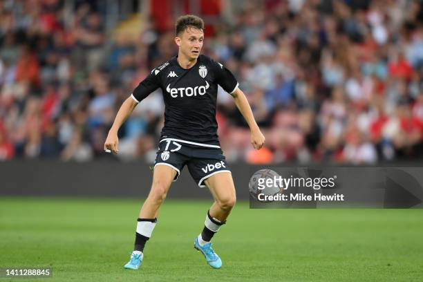 Aleksandr Golovin of Monaco in action during the Pre-Season Friendly between Southampton and AS Monaco at St Mary's Stadium on July 27, 2022 in...