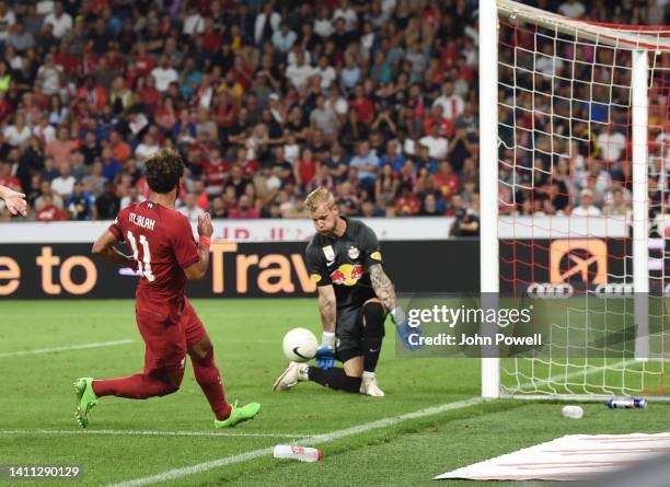 Mohamed Salah of Liverpoolduring the pre-season friendly match between FC Red Bull Salzburg and FC Liverpool at Red Bull Arena on July 27, 2022 in...