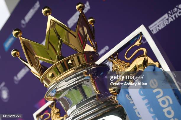 General view of the Premier League Trophy during the Nottingham Forest v Stellenbosch FC - Next Gen Cup 2022 match at Leicester City Training Ground...