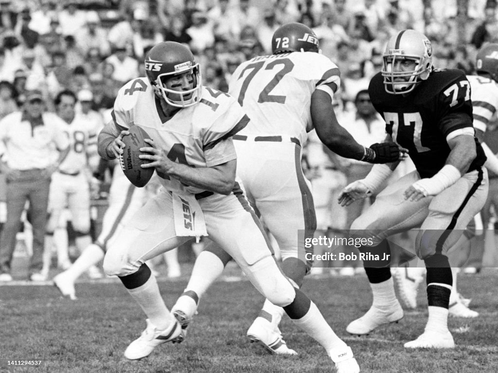 NY Jets QB Richard Todd during AFC Playoffs - Raiders v. Jets