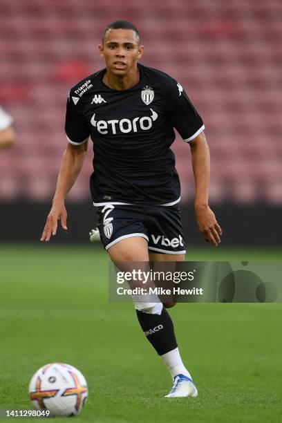 Vanderson of Monaco in action during the Pre-Season Friendly between Southampton and AS Monaco at St Mary's Stadium on July 27, 2022 in Southampton,...