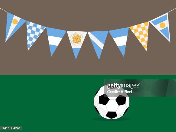 argentinian styled flags and football - argentina football stock illustrations