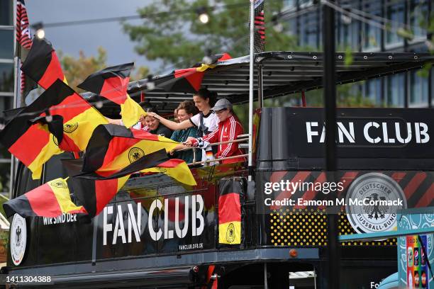 Football fans enjoy the UEFA Womens EURO 2022 Fanzone ahead of Germany v France on July 27, 2022 in Milton Keynes, England. This image was...