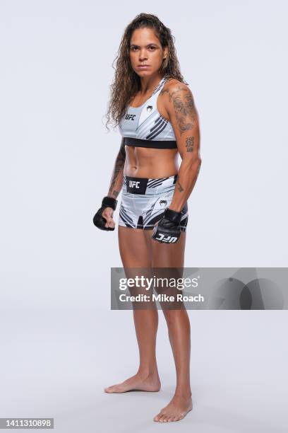 Amanda Nunes poses for a portrait during a UFC Photo session on July 27, 2022 in Dallas, Texas.