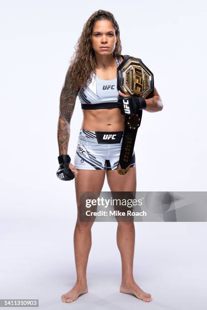 Amanda Nunes poses for a portrait during a UFC Photo session on July 27, 2022 in Dallas, Texas.