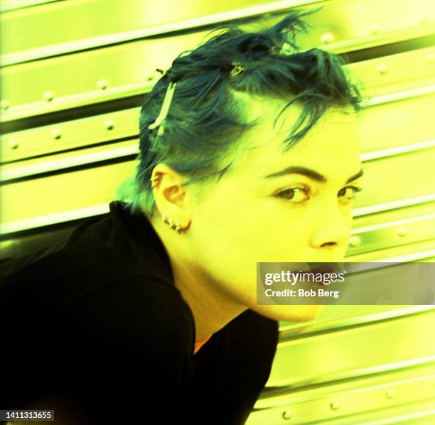 British singer Lesley Rankine, of the British trip hop, industrial band Ruby, poses for a portrait at Lollapalooza 1997 on July 11, 1997 at Randall's...