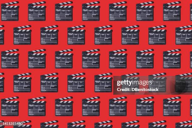 wooden old movie clapperboard pattern with hard shadow on red background. concept of film industry, cinema, entertainment, and hollywood. - arclight theaters hollywood stock pictures, royalty-free photos & images