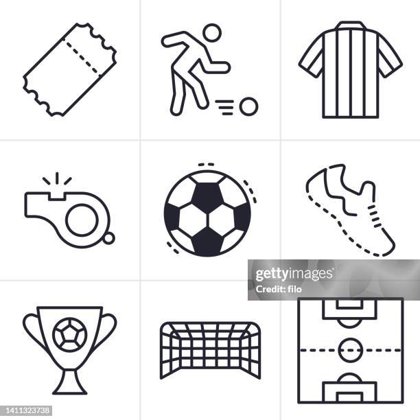 soccer football championship line icons and symbols - club soccer stock illustrations