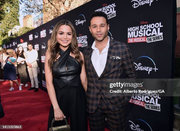 Sasha Clements and Corbin Bleu attend the Disney+ "High School Musical: The Musical: The Series" season 3 premiere at Walt Disney Studios on July 27,...