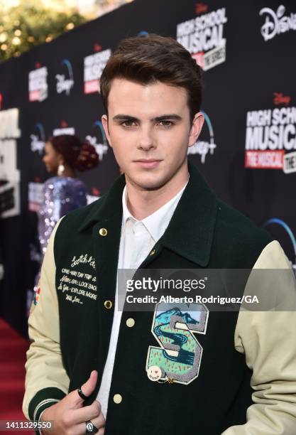 Reed Horstmann attends the Disney+ "High School Musical: The Musical: The Series" season 3 premiere at Walt Disney Studios on July 27, 2022 in...