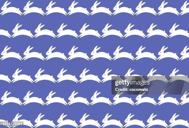 Blue Rabbit Pattern Desktop Background Animal Pattern Rabbit Blue Background High-Res Vector Graphic - Getty ...