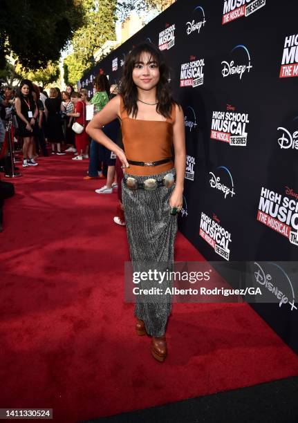 Ciara Riley Wilson attends the Disney+ "High School Musical: The Musical: The Series" season 3 premiere at Walt Disney Studios on July 27, 2022 in...