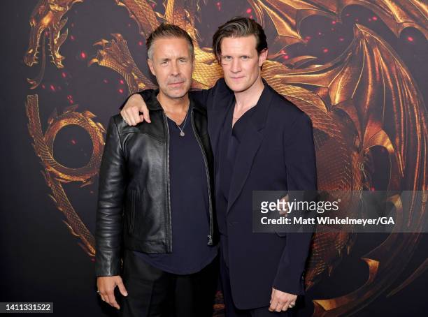 Paddy Considine and Matt Smith attend the HBO Original Drama Series "House Of The Dragon" World Premiere at Academy Museum of Motion Pictures on July...
