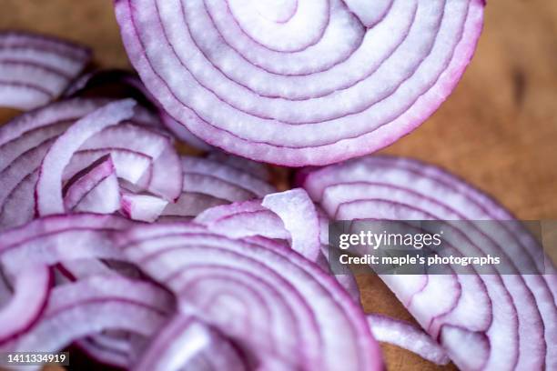 sliced onions - spanish onion fotografías e imágenes de stock