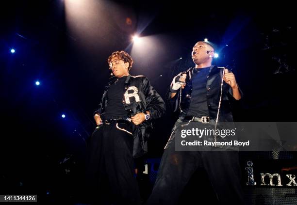 Singers Romeo and LDB of IMx performs at the U.I.C. Pavilion in Chicago, Illinois in August 2002. .