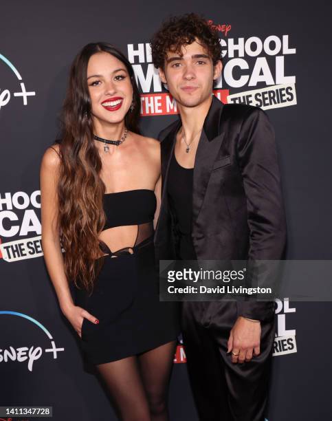 Olivia Rodrigo and Joshua Bassett attend Disney+ "High School Musical: The Musical: The Series" Season 3 premiere at Walt Disney Studios on July 27,...