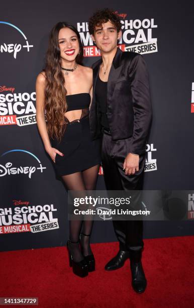 Olivia Rodrigo and Joshua Bassett attend Disney+ "High School Musical: The Musical: The Series" Season 3 premiere at Walt Disney Studios on July 27,...