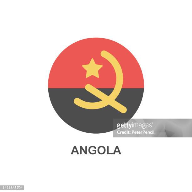 einfache flagge von angola - vector round flat icon - angola stock-grafiken, -clipart, -cartoons und -symbole