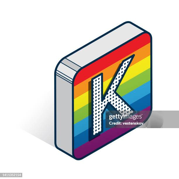 pop art rainbow style modern isometric block alphabet letter - block font vector stock illustrations