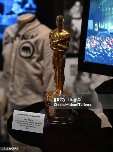 Shot of an honorary Oscar statue given to Hal Roach at a celebration of the 100th anniversary of Hal Roach's "Our Gang" classic children's films at...