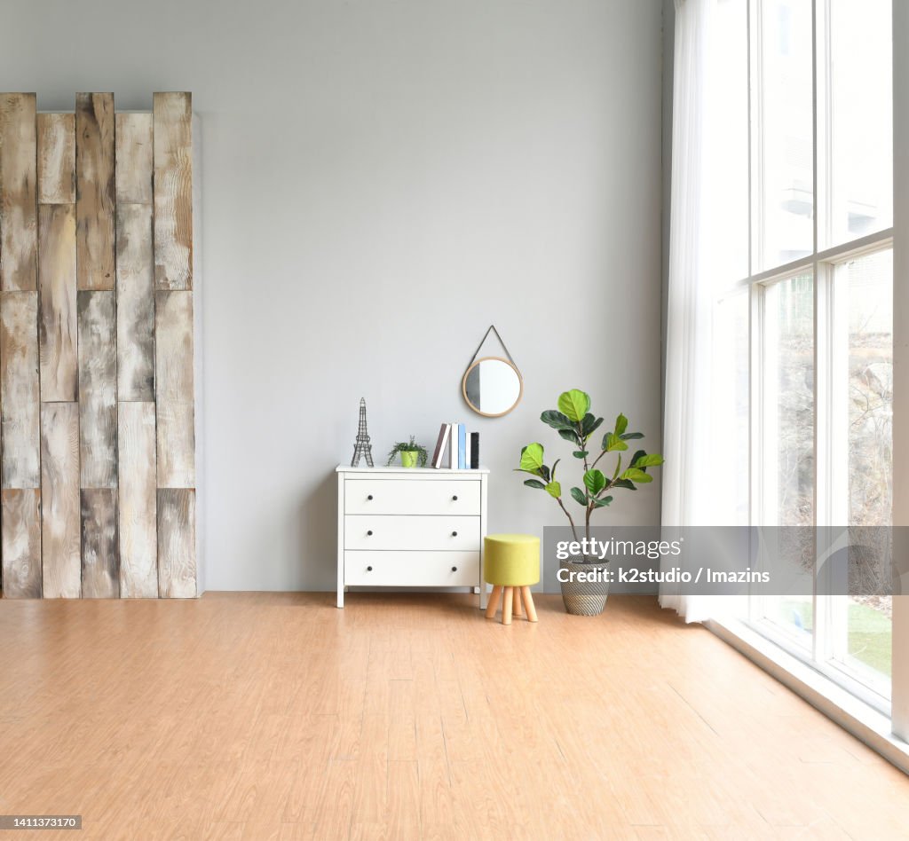 Indoor Space Interior Wood Floor Veneer Gray High-Res Stock Photo ...