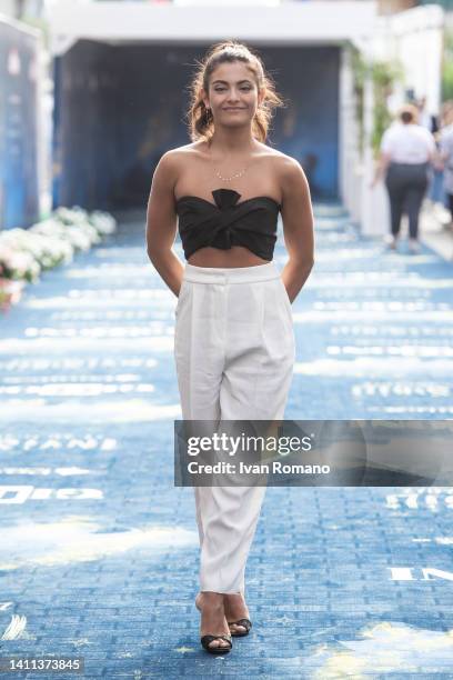 Aurora Giovinazzo attends the blue carpet at the Giffoni Film Festival 2022 on July 27, 2022 in Giffoni Valle Piana, Italy.