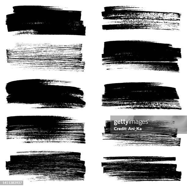 bildbanksillustrationer, clip art samt tecknat material och ikoner med set of strokes - penseldrag