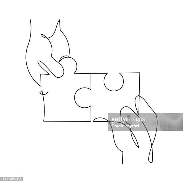 einzeiliges symbol für teamarbeit - continuous line drawing stock-grafiken, -clipart, -cartoons und -symbole