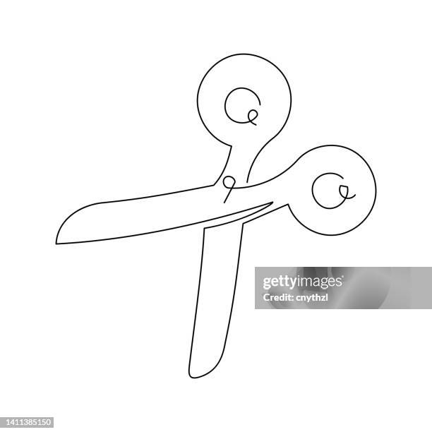 scissors single line icon - tailor scissors stock illustrations