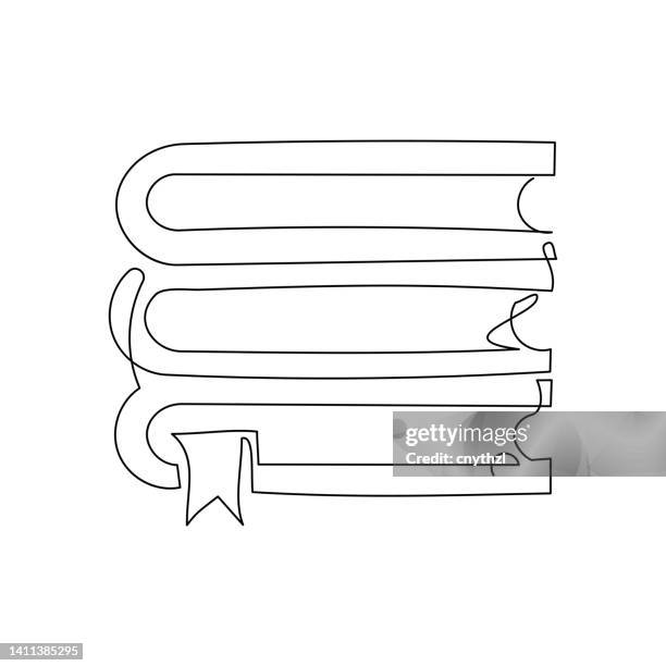books single line icon - books stack icon stock illustrations