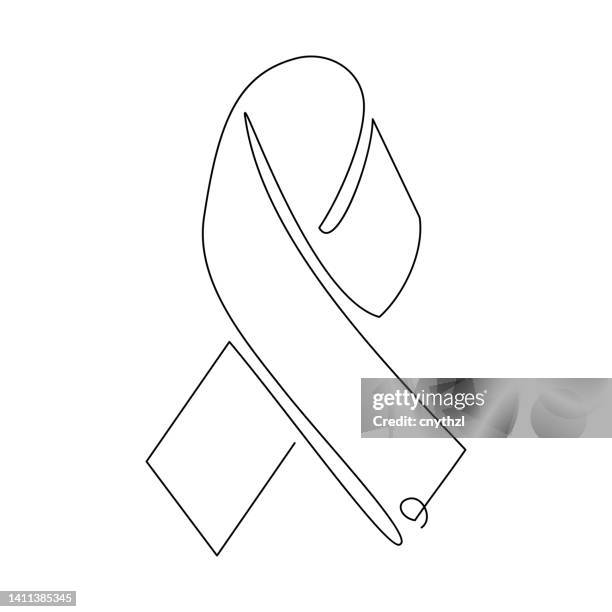 ilustrações de stock, clip art, desenhos animados e ícones de awareness ribbon single line icon - continuity