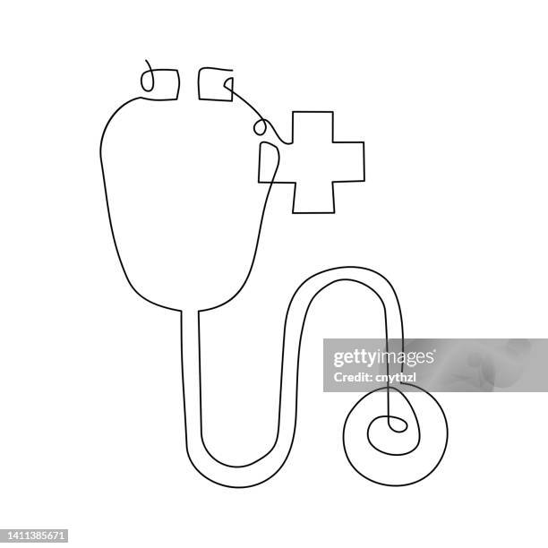 healthcare single line icon - continuous line drawing stock illustrations