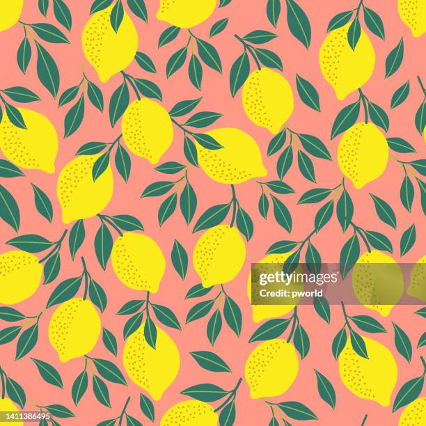 lemon seamless pattern . - fruit loops stock illustrations