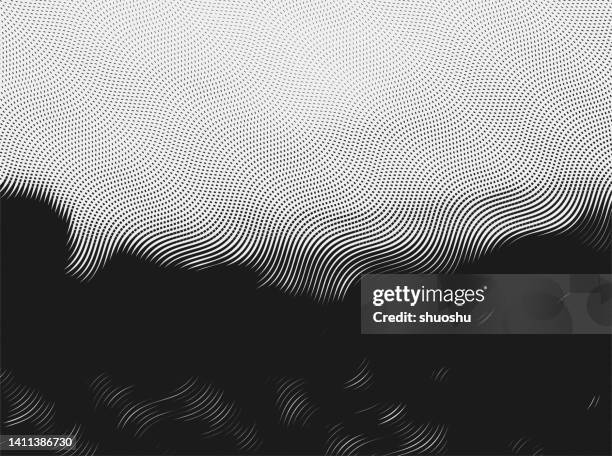 abstract black and white flowing wave motion stripe pattern background - woodcut 幅插畫檔、美工圖案、卡通及圖標