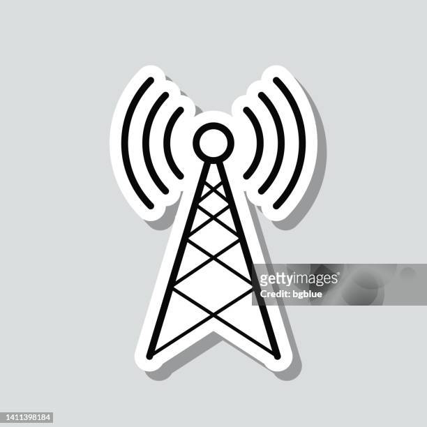 antenna. icon sticker on gray background - communications tower editable stock illustrations