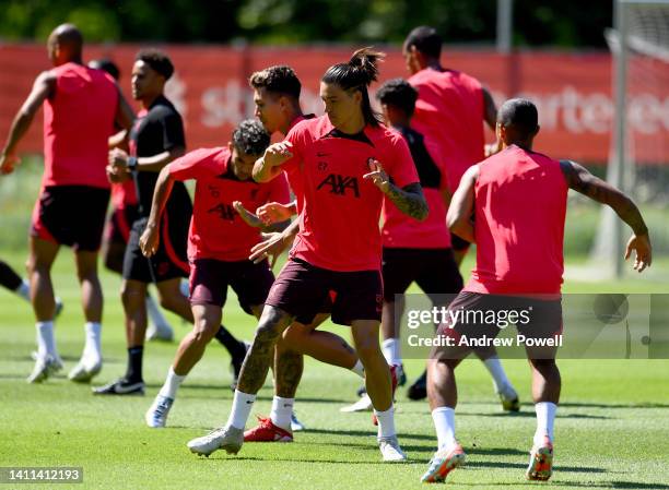 Darwin Nunez of Liverpool during the Liverpool pre-season training camp on July 28, 2022 in UNSPECIFIED, Austria.