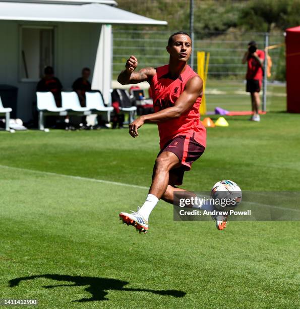 Thiago Alcantara of Liverpool during the Liverpool pre-season training camp on July 28, 2022 in UNSPECIFIED, Austria.