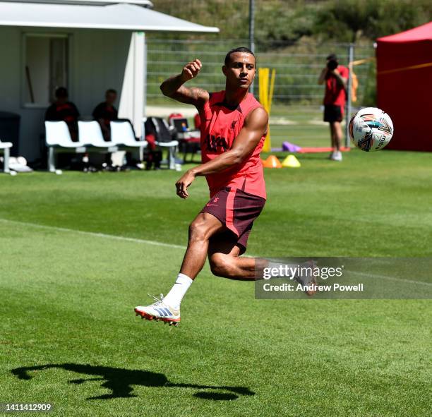 Thiago Alcantara of Liverpool during the Liverpool pre-season training camp on July 28, 2022 in UNSPECIFIED, Austria.