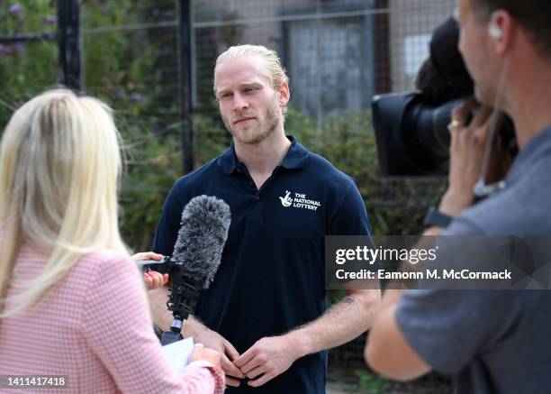 Jonnie Peacock as The National Lottery celebrates the start of the Birmingham 2022 Commonwealth Games at Birmingham youth sports project CAFLO,...