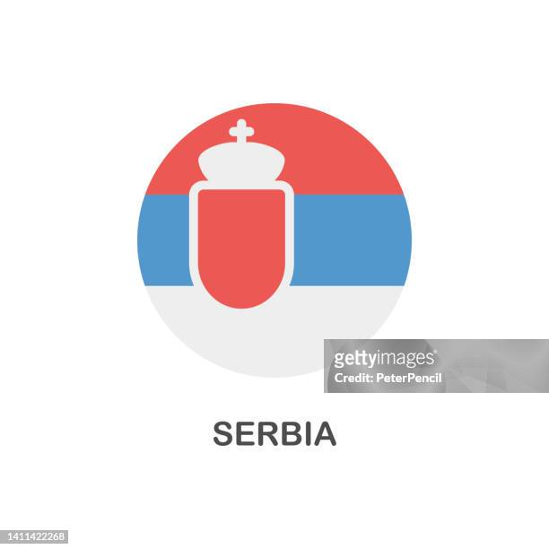 simple flag of serbia - vector round flat icon - serbian flag stock illustrations
